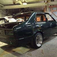 Mazda sedan in the workshop for paint and prep